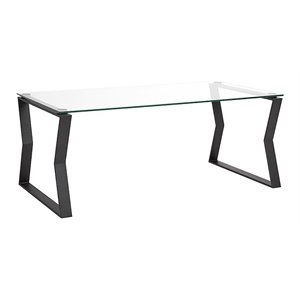 Uptown Club Ark Modern Metal Coffee Table with A Tempered Glass Top in Black