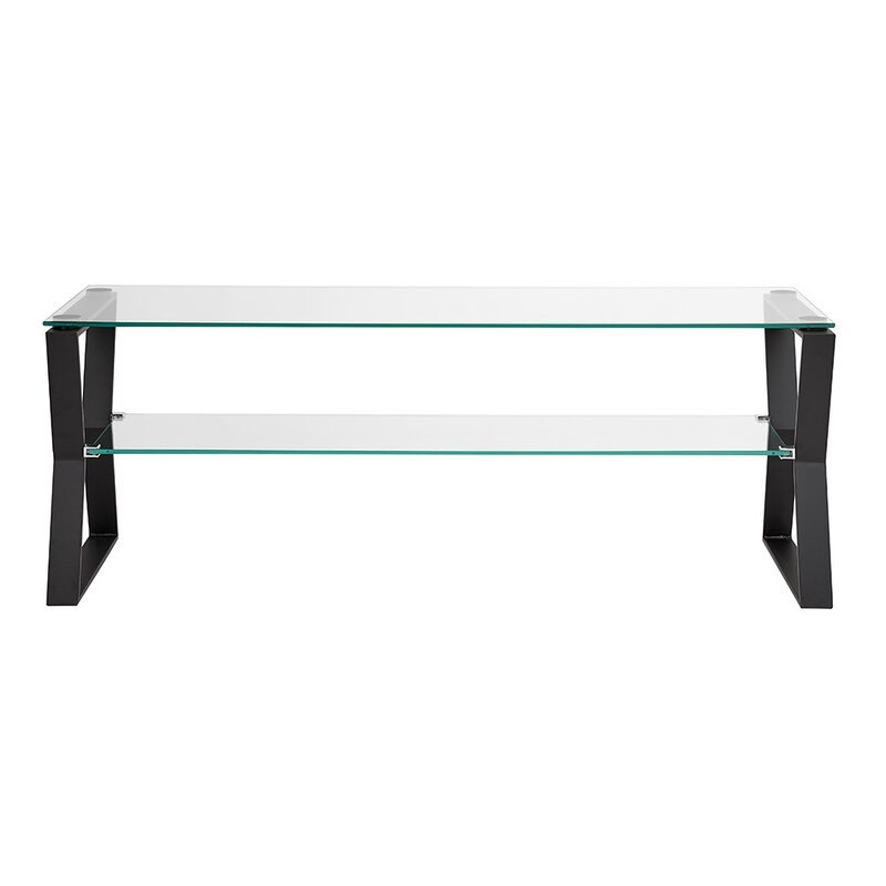 Uptown Club Ark Metal TV Table/Media Stand with A Tempered Glass Top in Black