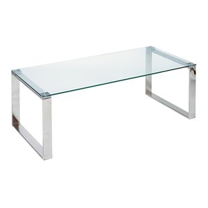 Uptown Club Farmer Transitional Stainless Steel Coffee Table in Silver