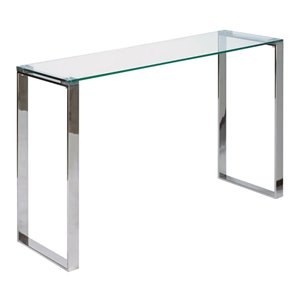 Uptown Club Farmer Small Transitional Stainless Steel Console Table in Silver