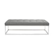 Home Gear Mobi Contemporary Faux Leather Tufted Bench in Light Gray