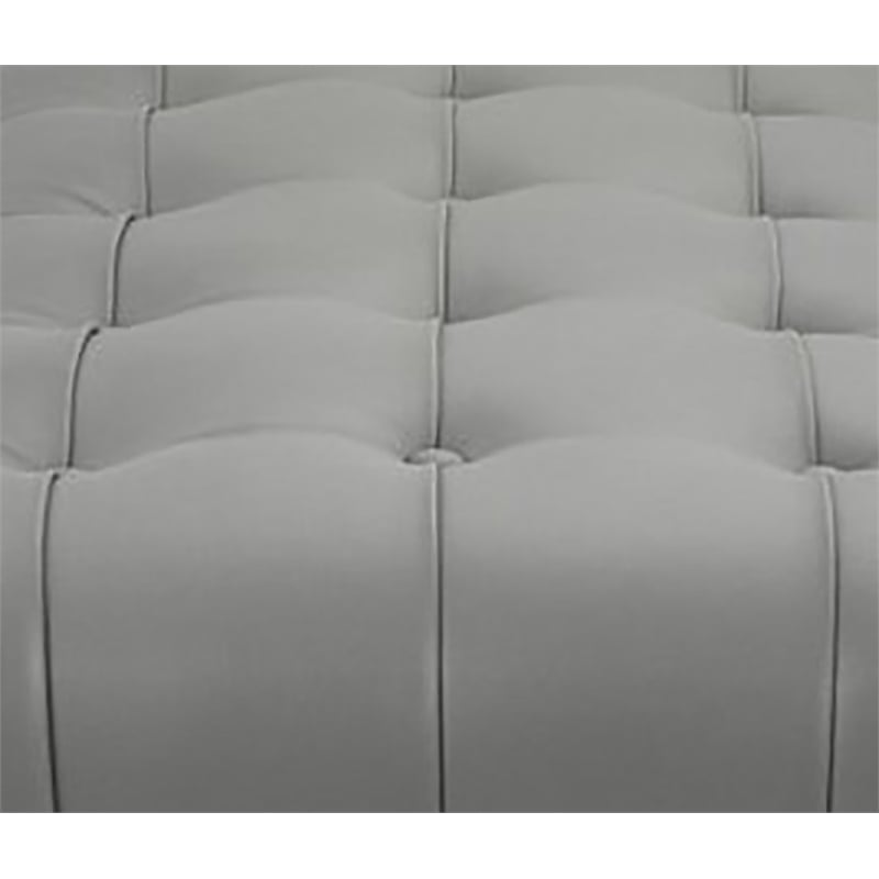 Home Gear Mobi Contemporary Faux Leather Tufted Bench in Light Gray