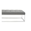Home Gear Mobi Contemporary Faux Leather Tufted Bench in Light Gray