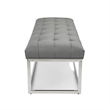 Home Gear Mobi Contemporary Faux Leather Tufted Bench in Light Gray