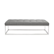 Home Gear Mobi Contemporary Faux Leather Tufted Bench in Light Gray
