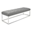 Home Gear Mobi Contemporary Faux Leather Tufted Bench in Light Gray