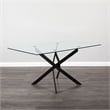 Uptown Club Ida Rectangular Metal Dining Table with Glass Top in Black