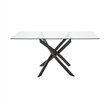 Uptown Club Ida Rectangular Metal Dining Table with Glass Top in Black