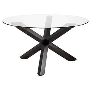 Uptown Club 55&quot Round Tripod Wood Dining Table w/ Glass Top in Espresso