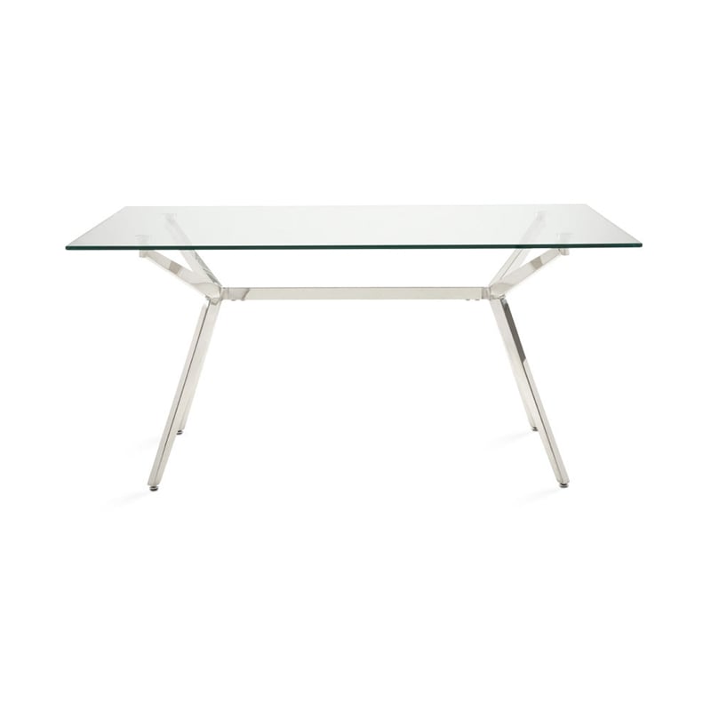 Uptown Club Buster Rectangular Stainless Steel/Glass Dining Table in Silver