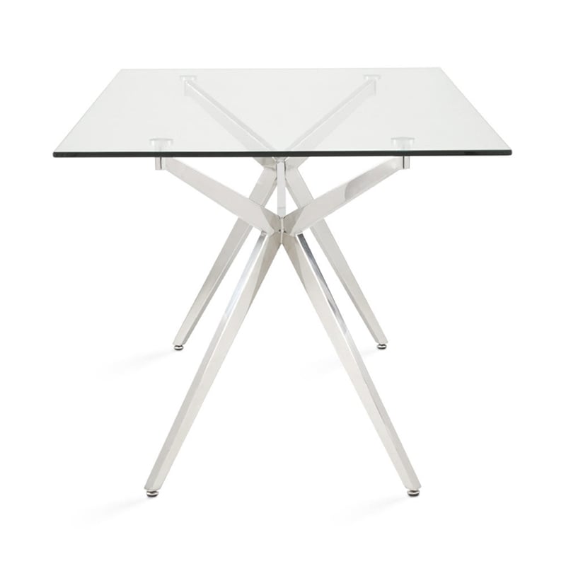 Uptown Club Buster Rectangular Stainless Steel/Glass Dining Table in Silver