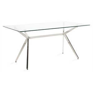 Uptown Club Buster Rectangular Stainless Steel/Glass Dining Table in Silver