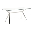 Uptown Club Buster Rectangular Stainless Steel/Glass Dining Table in Silver