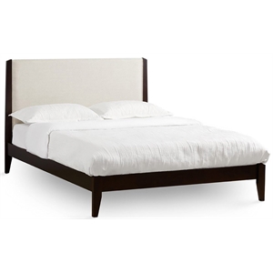 Uptown Club Marlon King Wood/Fabric Bed with Trimmed Headboard in Beige/Espresso