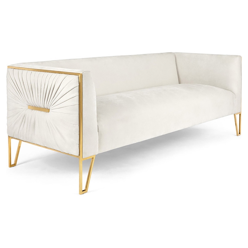 Uptown Club Lake Fabric Upholstered Sofa with Arms in Rich Beige and Gold