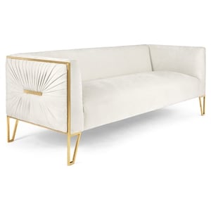 Uptown Club Lake Fabric Upholstered Sofa with Arms in Rich Beige and Gold