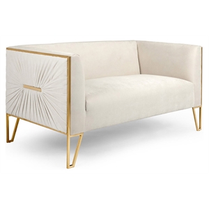 Uptown Club Lake Fabric Upholstered Loveseat with Arms in Rich Beige and Gold