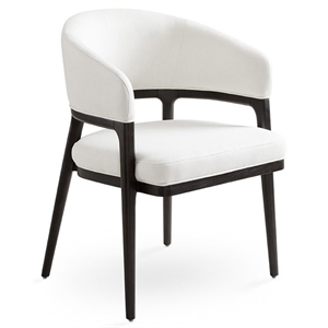 Uptown Club Burton 20&quot Open Back Fabric/Hardwood Dining Chair in White/Black