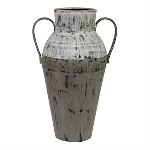 stratton home decor two tone distressed vase in white and gray