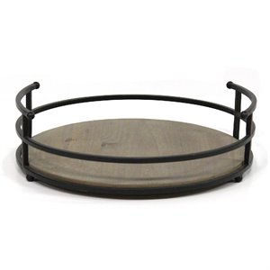 stratton home decor metal and wood tray in black