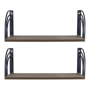 stratton home decor arched farmhouse wood wall shelves in black (set of 2)