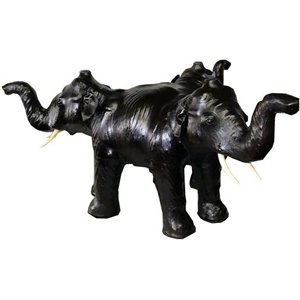 favors handicraft leather covered paper mache elephant coffee table base