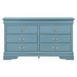 Glory Furniture Louis Phillipe 6 Drawer Dresser in Teal