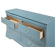 Glory Furniture Louis Phillipe 6 Drawer Dresser in Teal