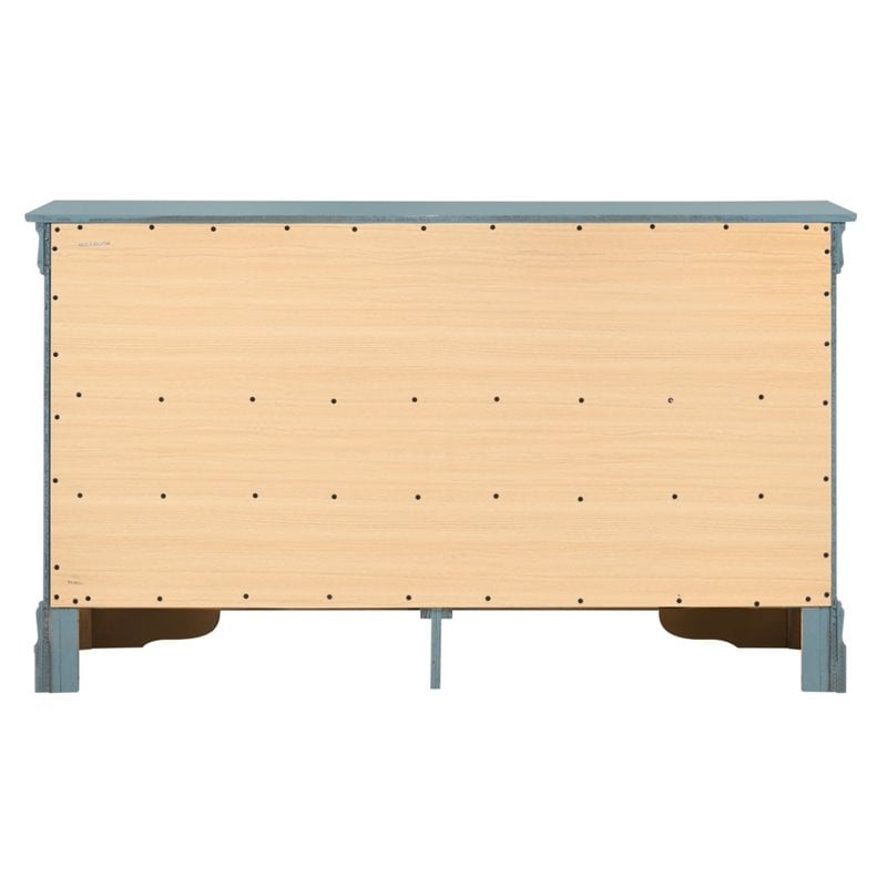 Glory Furniture Louis Phillipe 6 Drawer Dresser in Teal