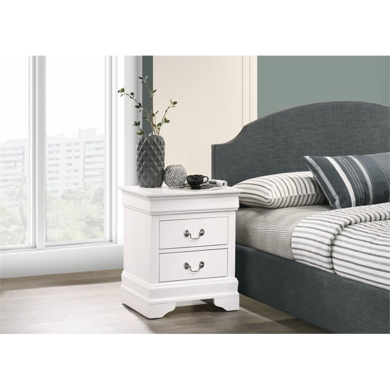 Glory Furniture Louis Phillipe 2 Drawer Nightstand in White