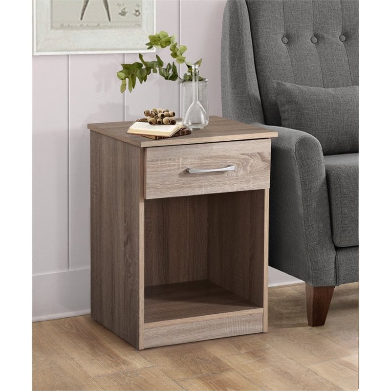 Glory Furniture Lindsey Manufactured Wood 1-Drawer RTA Nightstand in Sandle Wood