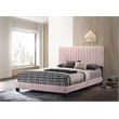 Glory Furniture Lodi Velvet Upholstered Full Bed in Pink