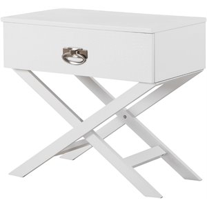 glory furniture xavier solid wood 1-drawer nightstand in white