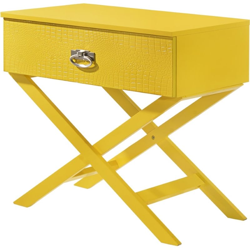 Glory Furniture Xavier 1 Drawer Nightstand in Yellow