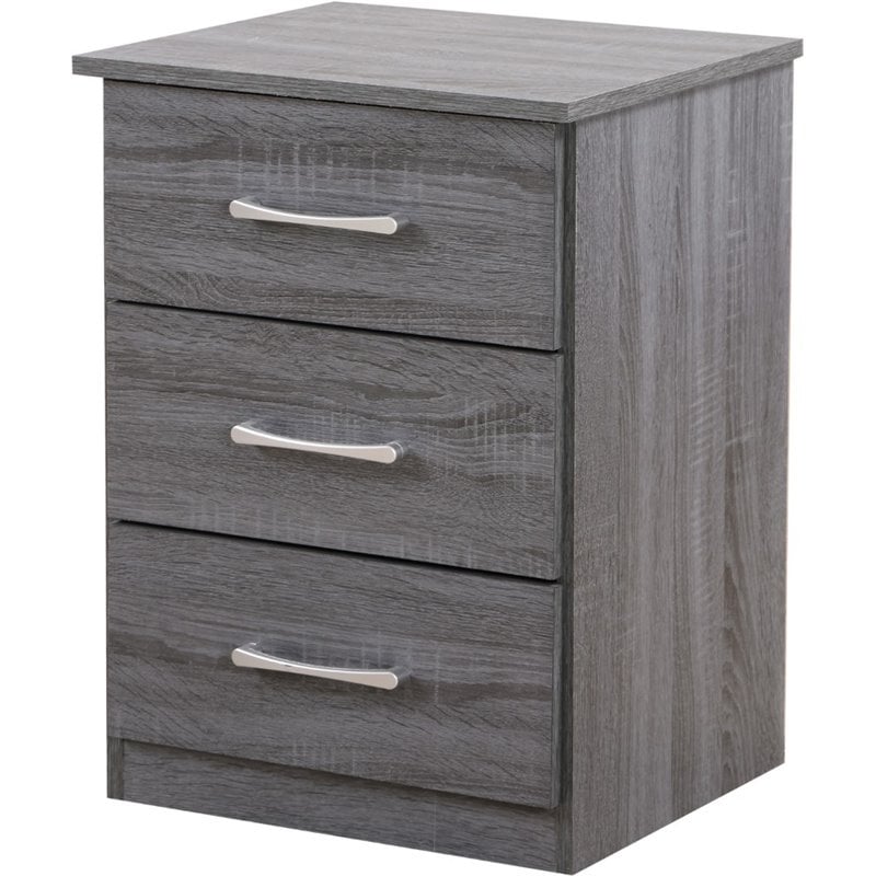 Glory Furniture Boston 3 Drawer Nightstand in Gray