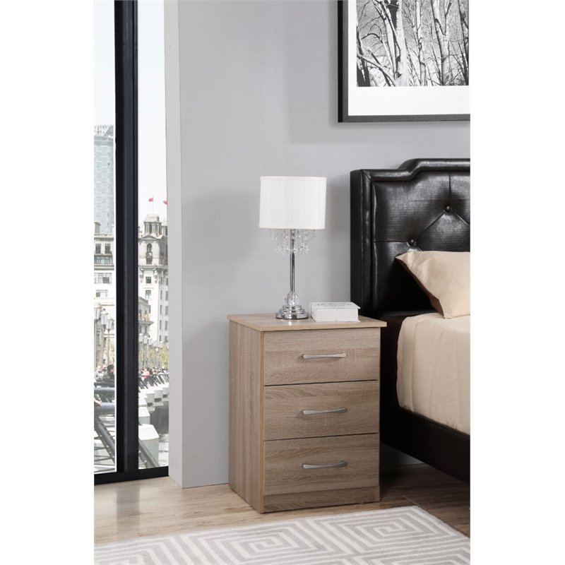 Glory Furniture Boston 3 Drawer Nightstand in Sandle Wood
