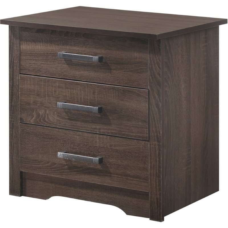 Glory Furniture Hudson 3 Drawer RTA Nightstand in Wenge