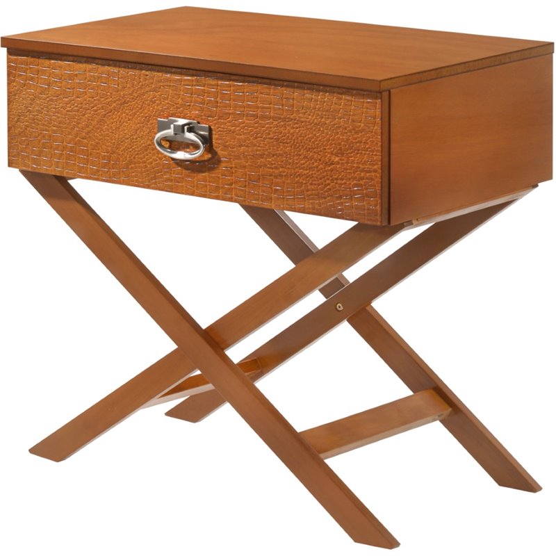 Glory Furniture Xavier Solid Wood 1-Drawer Nightstand in Oak
