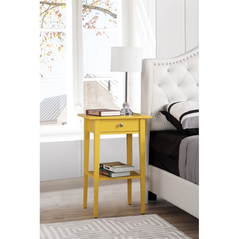 Glory Furniture Dalton 1 Drawer Nightstand in Yellow