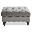 Glory Furniture Nola Velvet Ottoman in Dark Gray