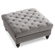 Glory Furniture Nola Velvet Ottoman in Dark Gray