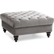 Glory Furniture Nola Velvet Ottoman in Dark Gray
