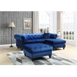 Glory Furniture Nola Velvet Sofa Chaise in Navy Blue