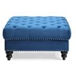 Glory Furniture Nola Velvet Ottoman in Navy Blue