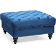 Glory Furniture Nola Velvet Ottoman in Navy Blue
