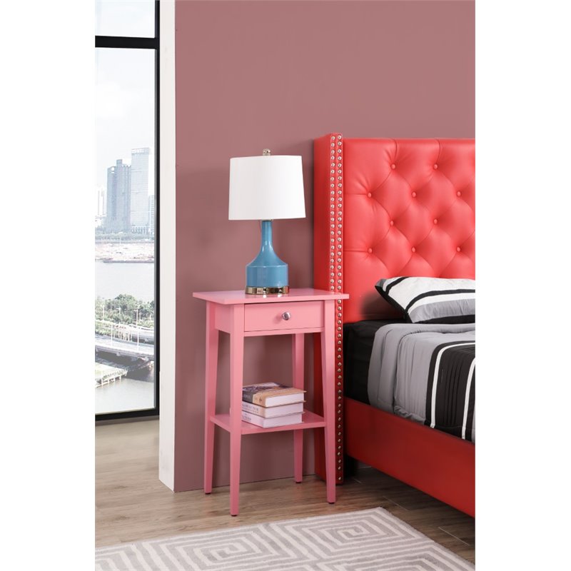 Glory Furniture Dalton 1 Drawer Nightstand in Pink