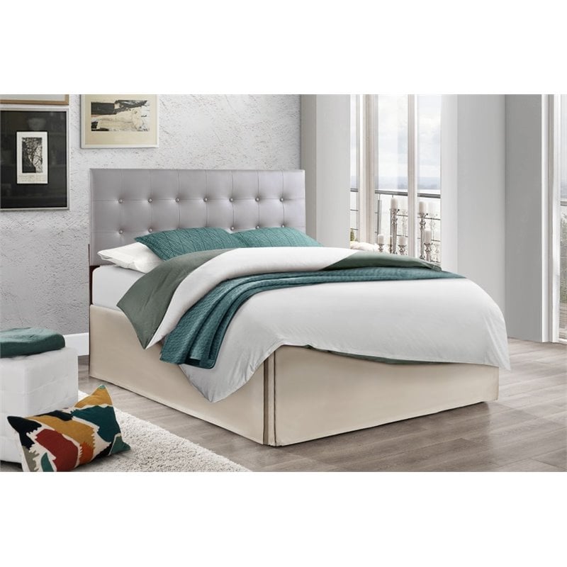 Glory Furniture Super Nova Faux Leather Upholstered Full Headboard in Light Gray