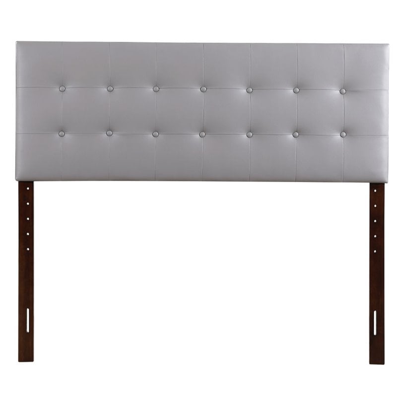 Glory Furniture Super Nova Faux Leather Upholstered Full Headboard in Light Gray