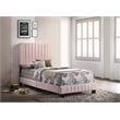 Glory Furniture Lodi Velvet Upholstered Twin Bed in Pink