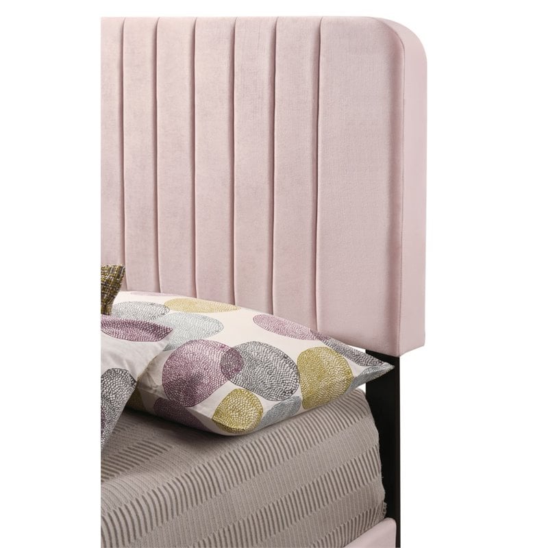Glory Furniture Lodi Velvet Upholstered Twin Bed in Pink